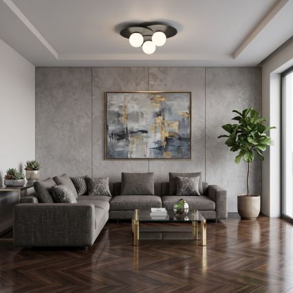 Plafonnier FLAT 3xE27/15W/230V 55x60 cm noir