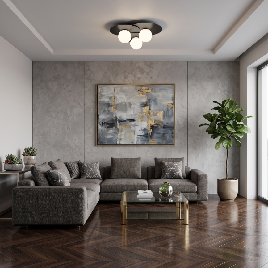 Plafonnier FLAT 3xE27/15W/230V 55x60 cm noir
