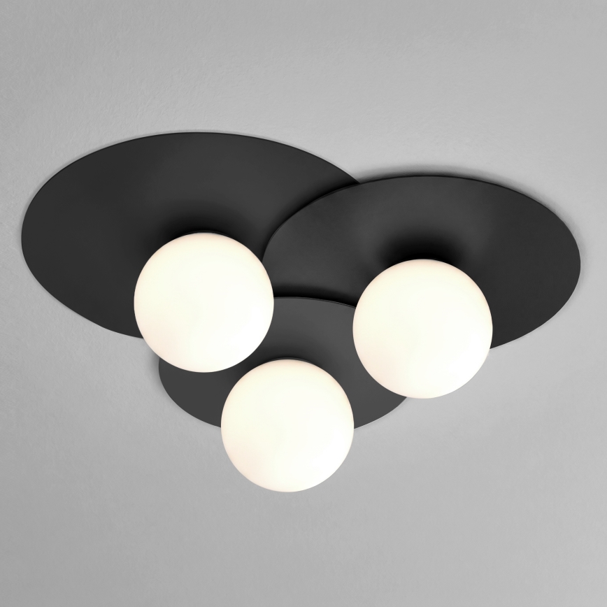 Plafonnier FLAT 3xE27/15W/230V 55x60 cm noir
