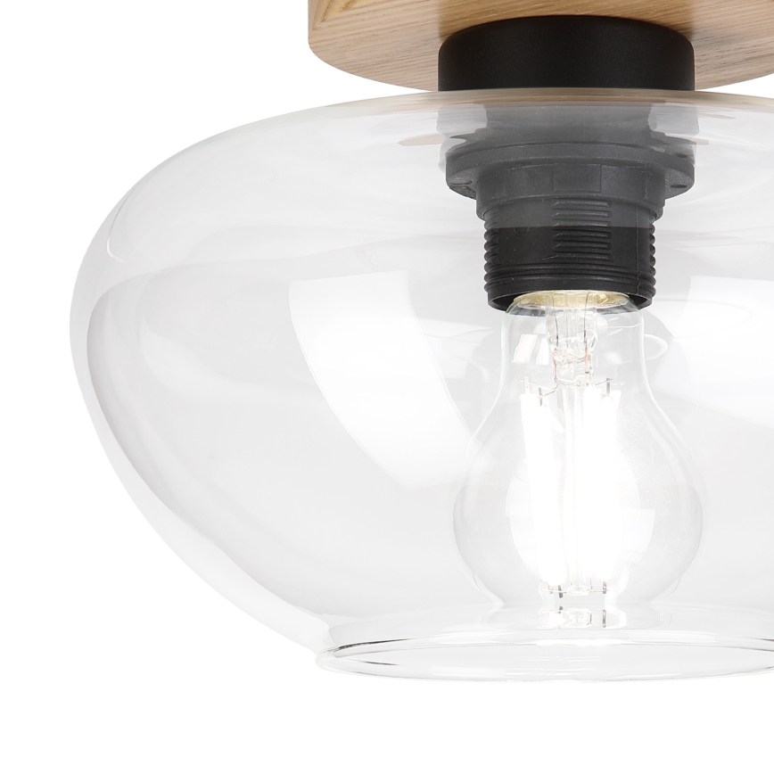 Plafonnier FLO WOOD 1xE27/15W/230V chêne/verre transparent Ø 22 cm