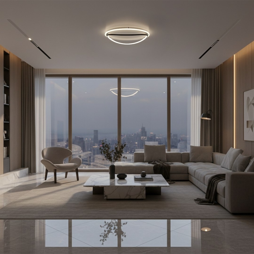 Plafonnier HALO LED, 38 W, 230 V, Ø 50 cm, noir