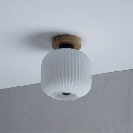 Plafonnier HARMA WOOD 1 x E27 / 15 W / 230 V, chêne/blanc, Ø 20 cm