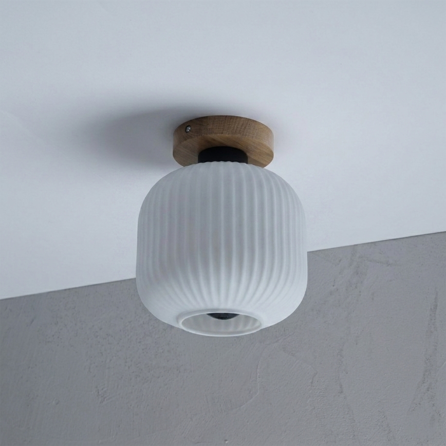 Plafonnier HARMA WOOD 1 x E27 / 15 W / 230 V, chêne/blanc, Ø 20 cm