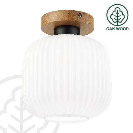 Plafonnier HARMA WOOD 1 x E27 / 15 W / 230 V, chêne/blanc, Ø 20 cm