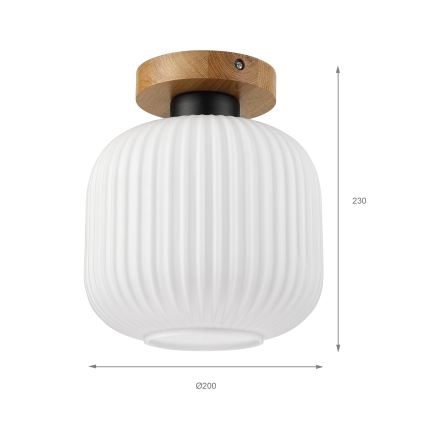 Plafonnier HARMA WOOD 1 x E27 / 15 W / 230 V, chêne/blanc, Ø 20 cm