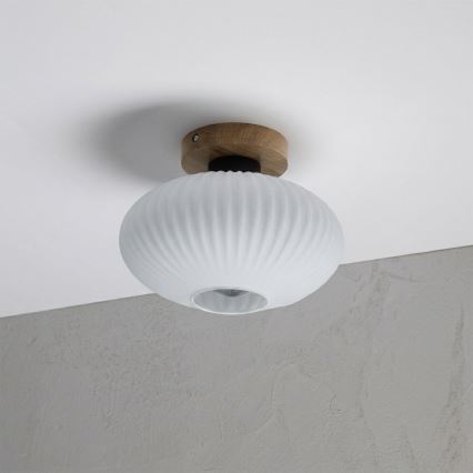 Plafonnier HARMA WOOD 1xE27/15W/230V chêne/blanc Ø 25 cm