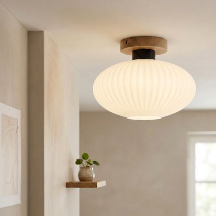 Plafonnier HARMA WOOD 1xE27/15W/230V chêne/blanc Ø 25 cm