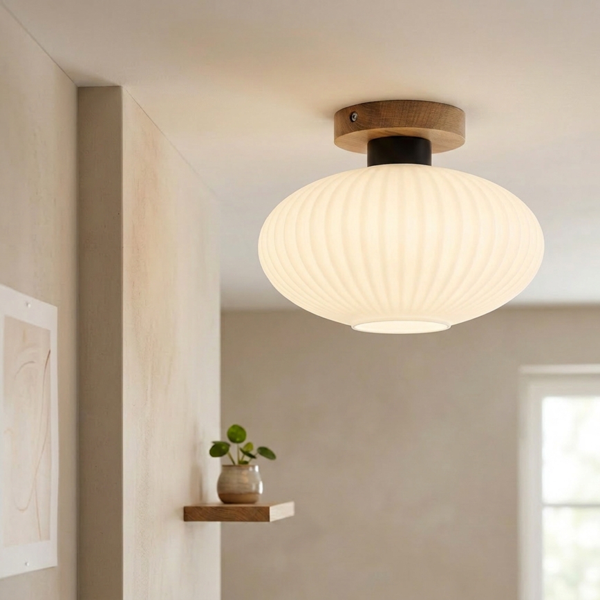 Plafonnier HARMA WOOD 1xE27/15W/230V chêne/blanc Ø 25 cm