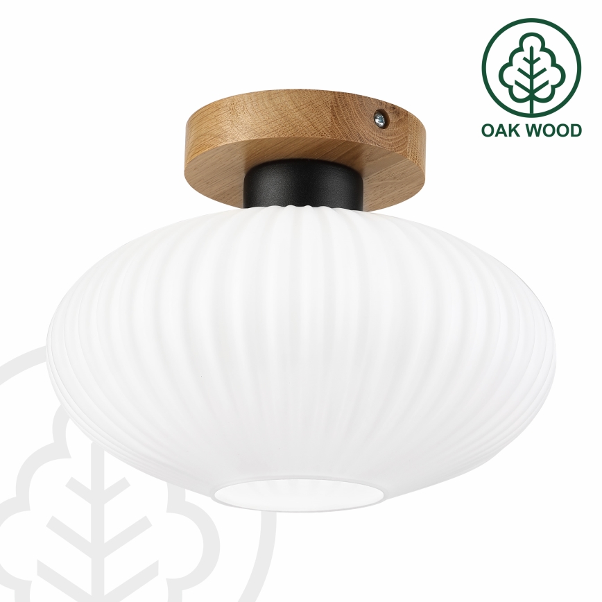 Plafonnier HARMA WOOD 1xE27/15W/230V chêne/blanc Ø 25 cm