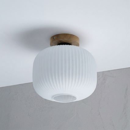 Plafonnier HARMA WOOD 1xE27/15W/230V chêne/blanc Ø 25 cm