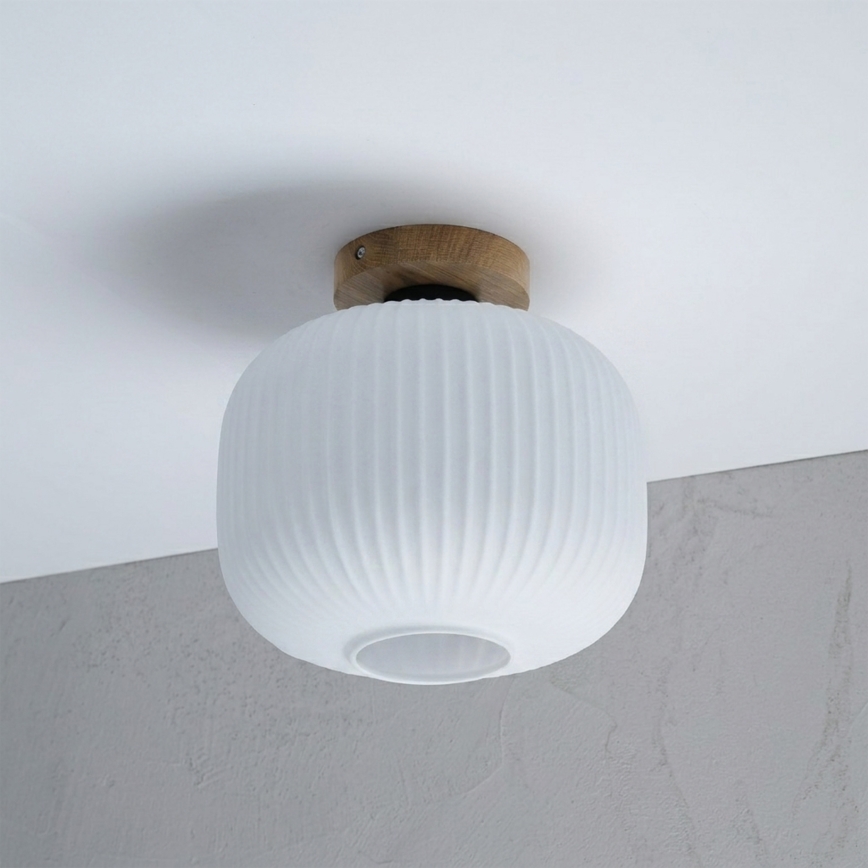 Plafonnier HARMA WOOD 1xE27/15W/230V chêne/blanc Ø 25 cm