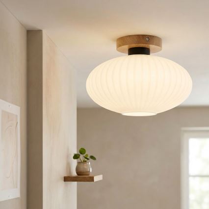 Plafonnier HARMA WOOD 1xE27/15W/230V chêne/blanc Ø 30 cm