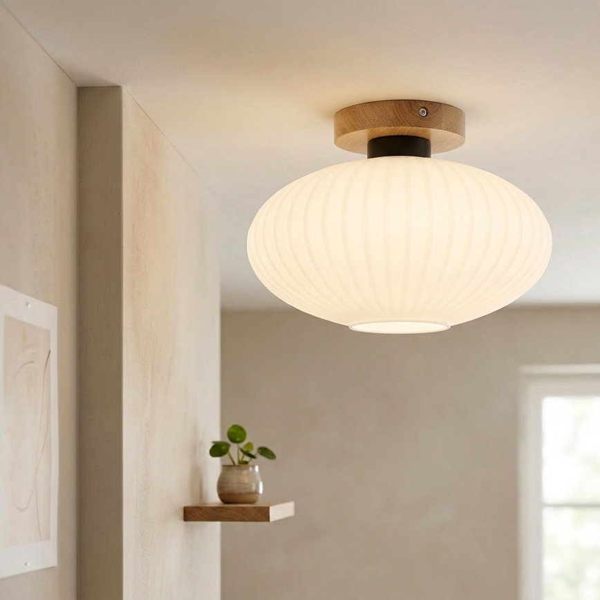 Plafonnier HARMA WOOD 1xE27/15W/230V chêne/blanc Ø 30 cm