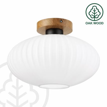 Plafonnier HARMA WOOD 1xE27/15W/230V chêne/blanc Ø 30 cm
