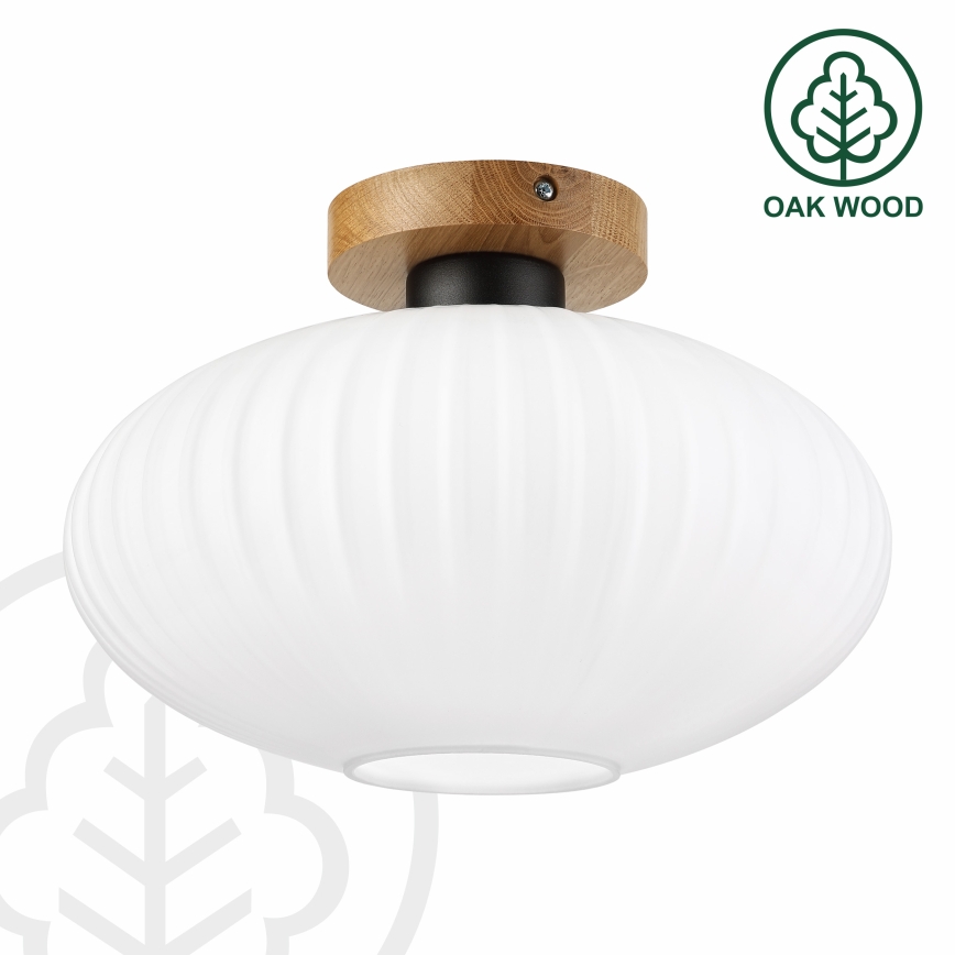 Plafonnier HARMA WOOD 1xE27/15W/230V chêne/blanc Ø 30 cm
