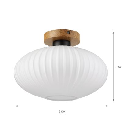 Plafonnier HARMA WOOD 1xE27/15W/230V chêne/blanc Ø 30 cm