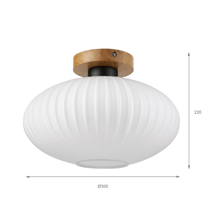 Plafonnier HARMA WOOD 1xE27/15W/230V chêne/blanc Ø 30 cm
