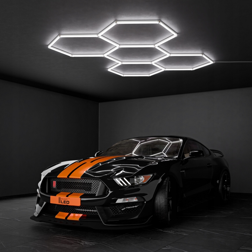 Plafonnier HEXAGON LED/192W/85-265V 6500K 298x209 cm IRC 90 IP54 blanc