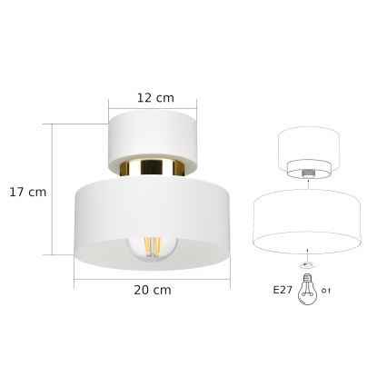Plafonnier IGNIA 1xE27/60W/230V blanc/doré