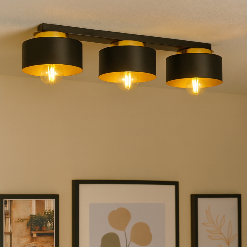 Plafonnier IGNIA — 3 ampoules E27, max. 60 W, 230 V, noir