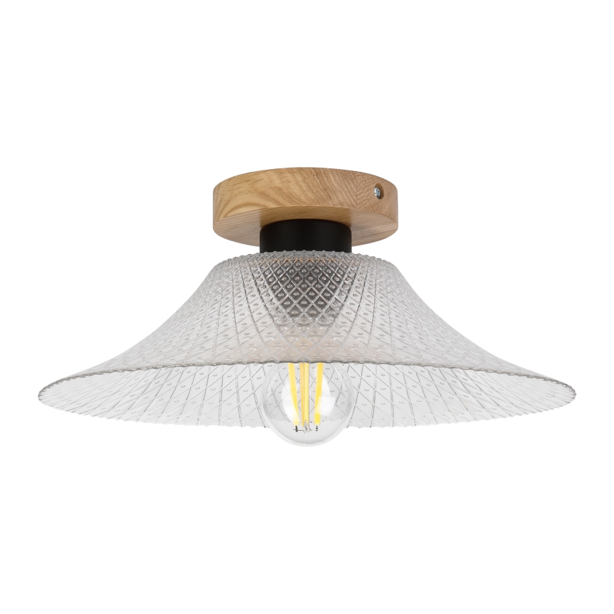 Plafonnier JULL WOOD 1xE27/15W/230V chêne/transparent Ø 34 cm