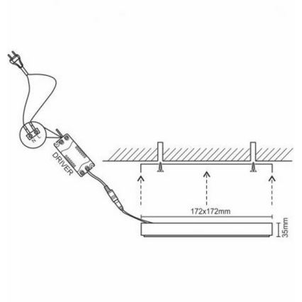 Plafonnier LED/12W/230V 4000K 17,2x17,2 cm