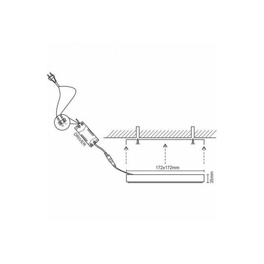 Plafonnier LED/12W/230V 4000K 17,2x17,2 cm