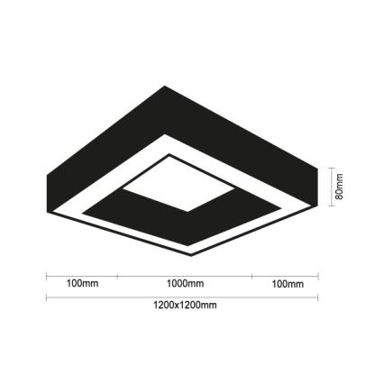 Plafonnier LED 150W/230V 3000/4000/6500K 120x120 cm noir