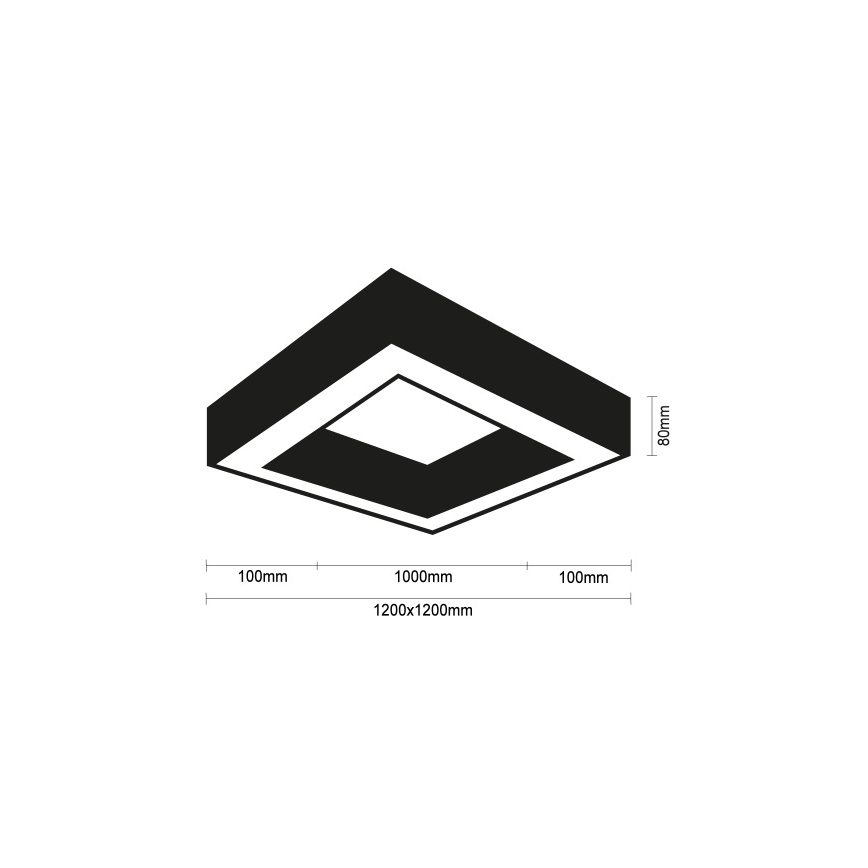 Plafonnier LED 150W/230V 3000/4000/6500K 120x120 cm noir