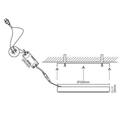 Plafonnier LED/18W/230V 4000K d. 22,5 cm