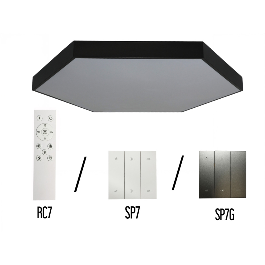 Plafonnier LED 240 W/230 V, 3000/4000/6500 K, Ø 120 cm, noir