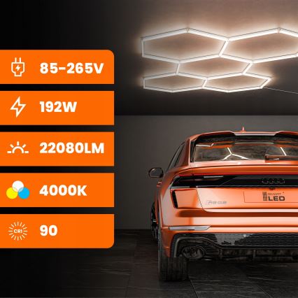 Plafonnier LED HEXAGON LED/240W/85-265V 4000K 298x209 cm CRI 90 IP44 blanc