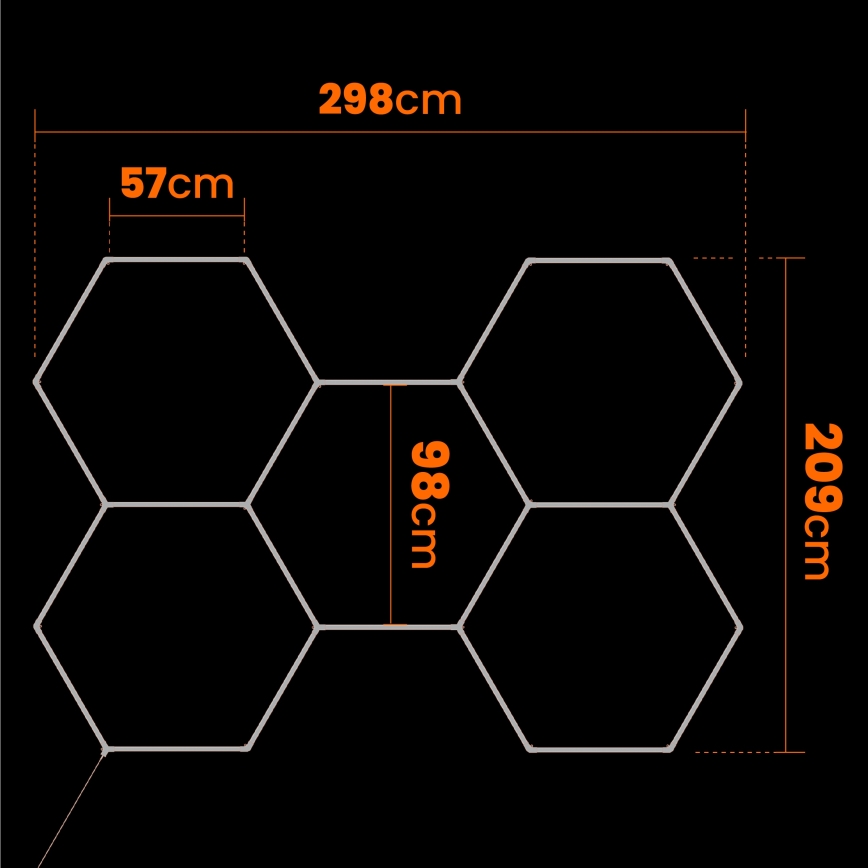 Plafonnier LED HEXAGON LED/240W/85-265V 4000K 298x209 cm CRI 90 IP44 blanc
