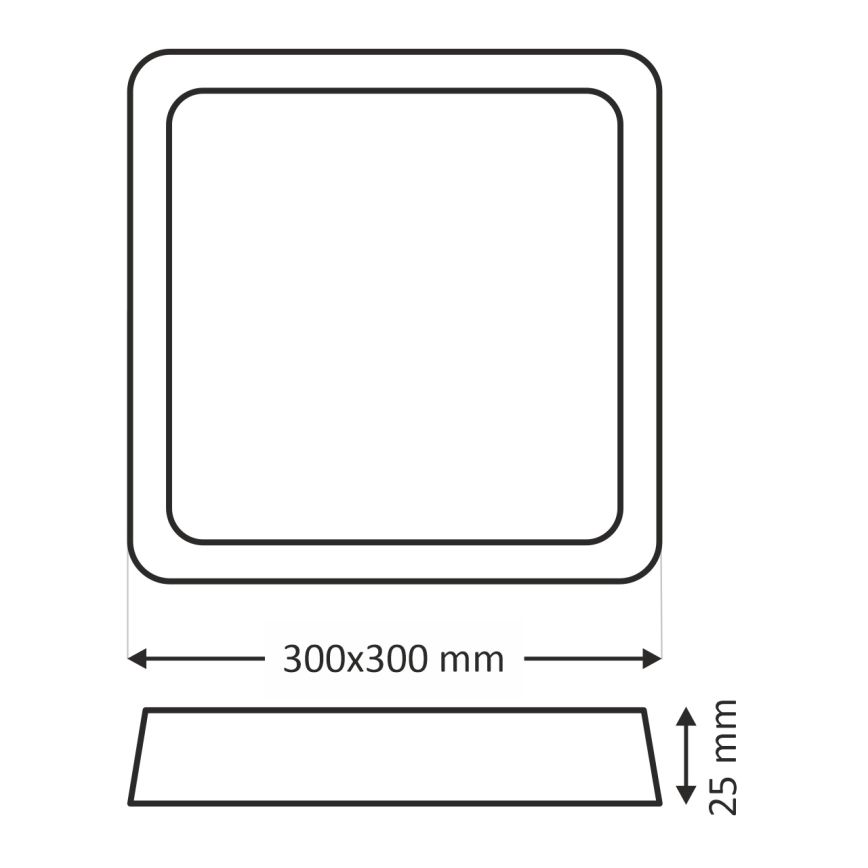 Plafonnier LED/24W/230V 3000/4000/6500K 30x30 cm noir