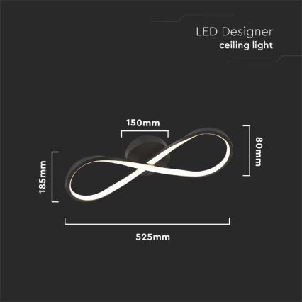 Plafonnier LED/24W/230V 3000K noir