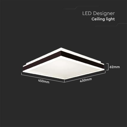 Plafonnier LED/24W/230V 4000K 45x45 cm noir