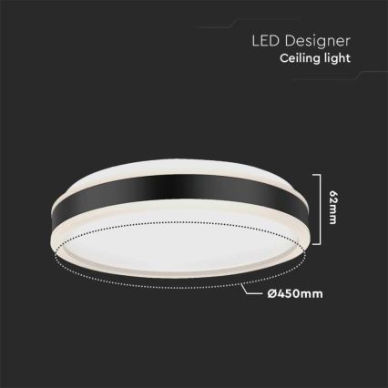 Plafonnier LED/24W/230V 4000K noir