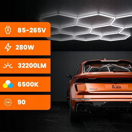 Plafonnier LED HEXAGON LED/280W/85-265V 6500K 313x298 cm IRC 90 IP54 blanc