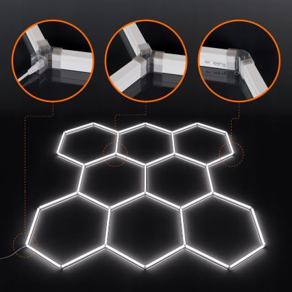 Plafonnier LED HEXAGON LED/280W/85-265V 6500K 313x298 cm IRC 90 IP54 blanc