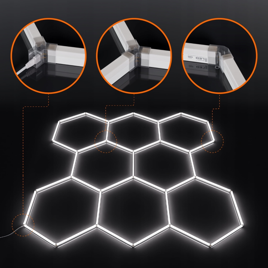Plafonnier LED HEXAGON LED/280W/85-265V 6500K 313x298 cm IRC 90 IP54 blanc