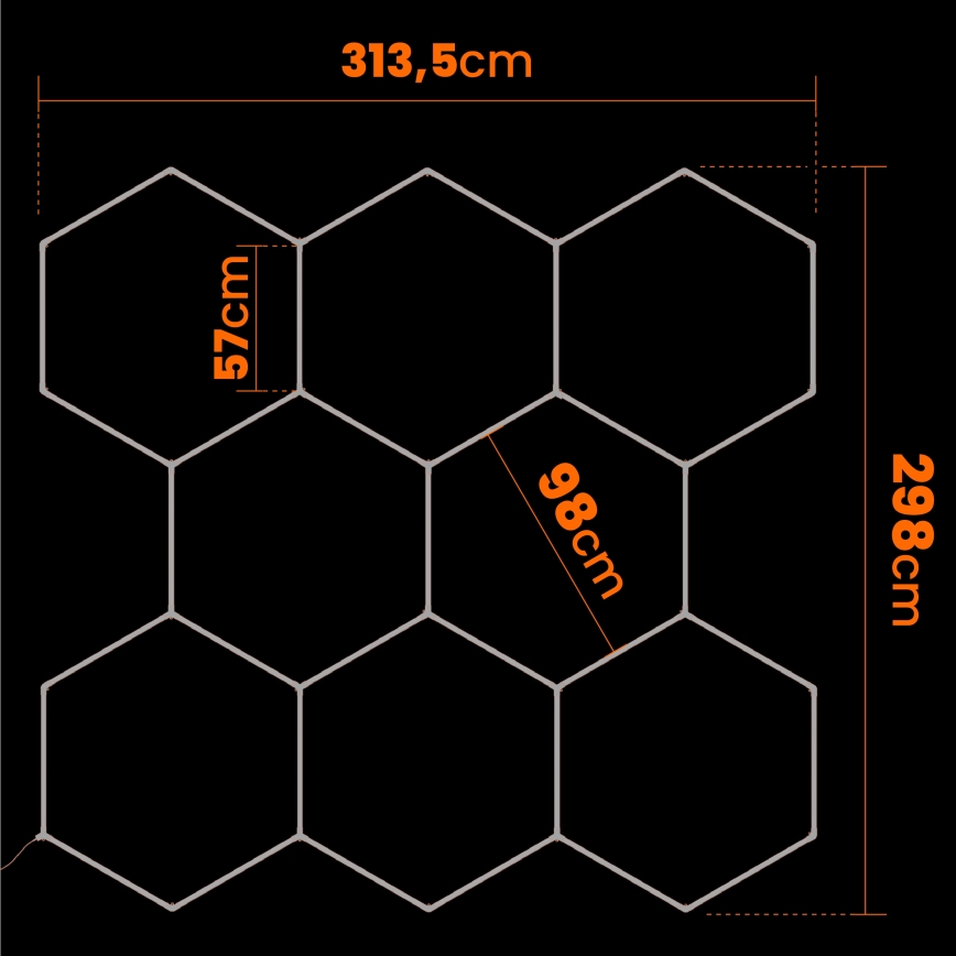 Plafonnier LED HEXAGON LED/280W/85-265V 6500K 313x298 cm IRC 90 IP54 blanc