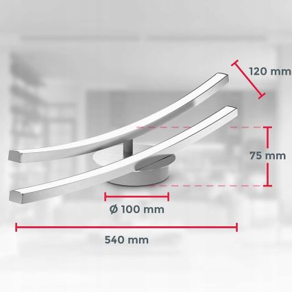 Plafonnier LED 2x6W/230V finition chrome brillant