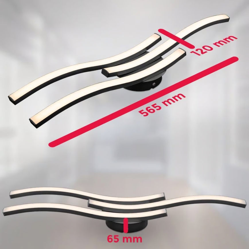 Plafonnier LED 3 × 6 W, 230 V, 2700 K — noir