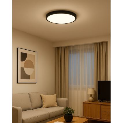 Plafonnier LED 32W/230V, 3000/4000/6500K, Ø 40 cm, noir