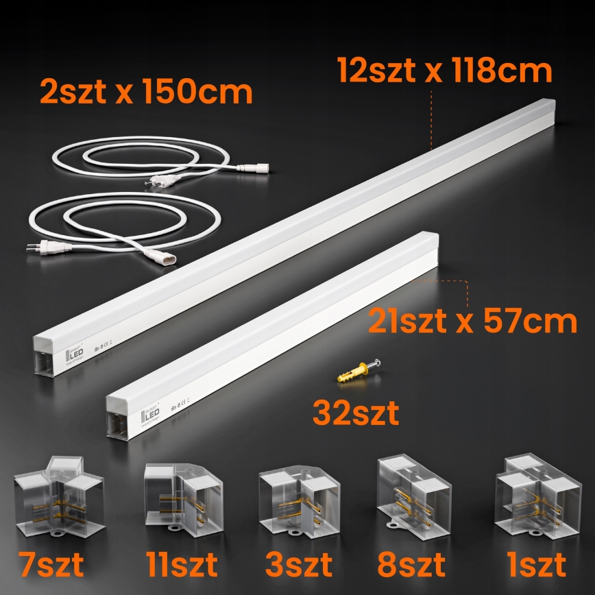 Plafonnier LED HEXAGON LED/384W/85-265V 6500K 484x243 cm IRC 90 IP54 blanc