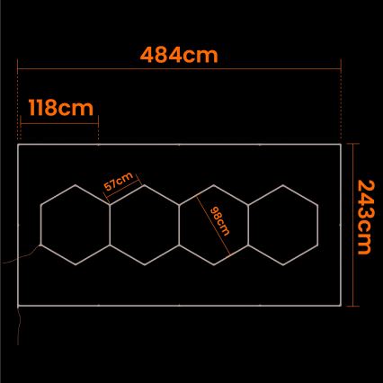 Plafonnier LED HEXAGON LED/384W/85-265V 6500K 484x243 cm IRC 90 IP54 blanc