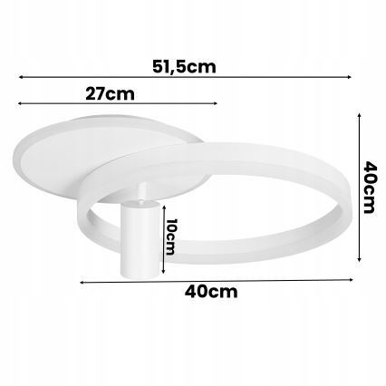 Plafonnier LED/38W/230V + 1xGU10/30W, blanc