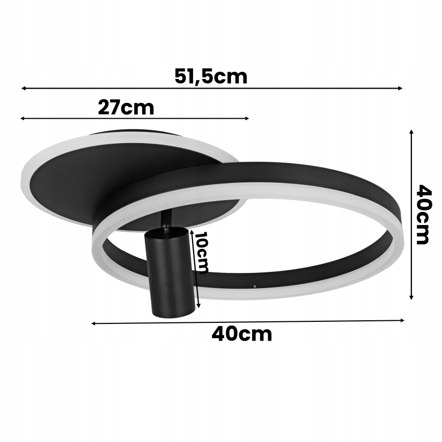 Plafonnier LED/38W/230V + 1xGU10/30W noir