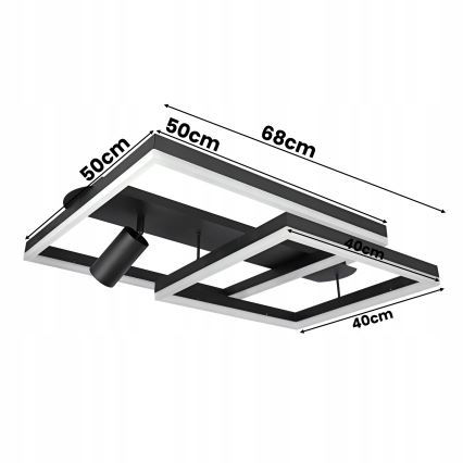 Plafonnier LED/38W/230V + 1xGU10/30W noir