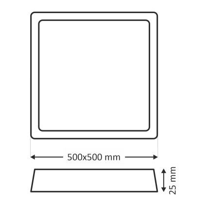 Plafonnier LED 40W/230V 3000/4000/6500K 50x50 cm noir